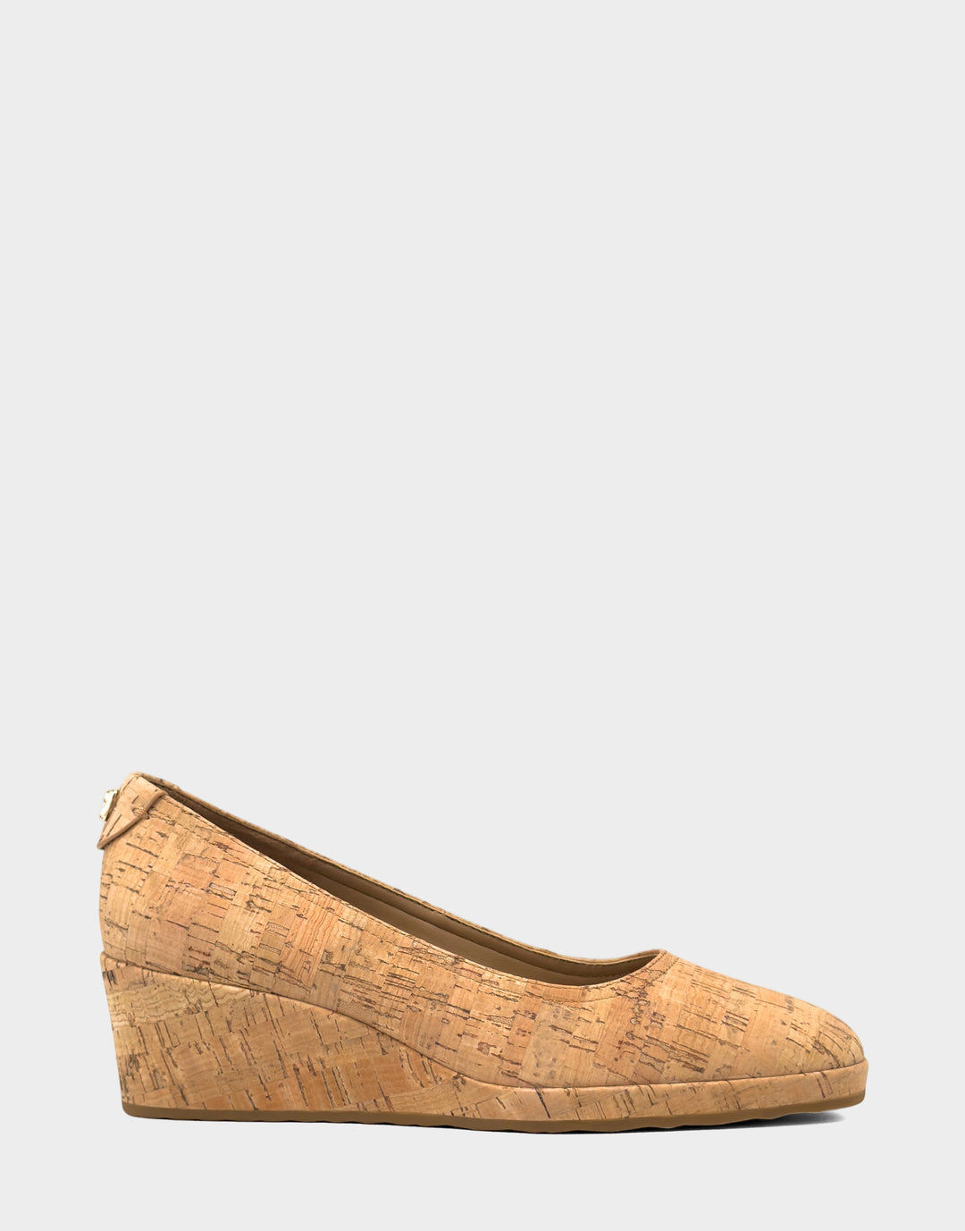Comfortable Women's Dress Wedge in Natural Cork Side View