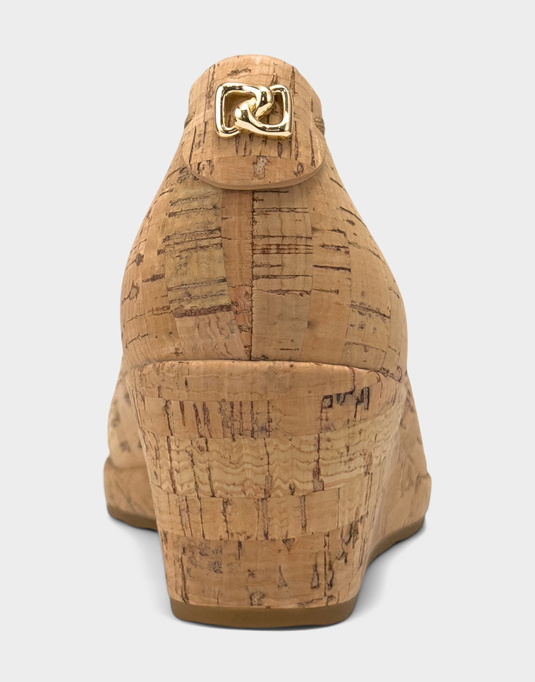 Comfortable Women's Dress Wedge in Natural Cork Back View