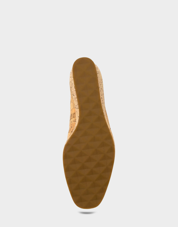 Comfortable Women's Dress Wedge in Natural Cork Bottom View