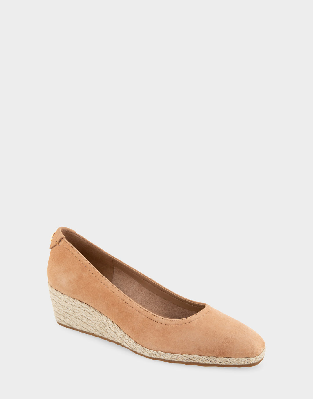 Comfortable Women's Wedge Heels in Tan Suede Side Angle View
