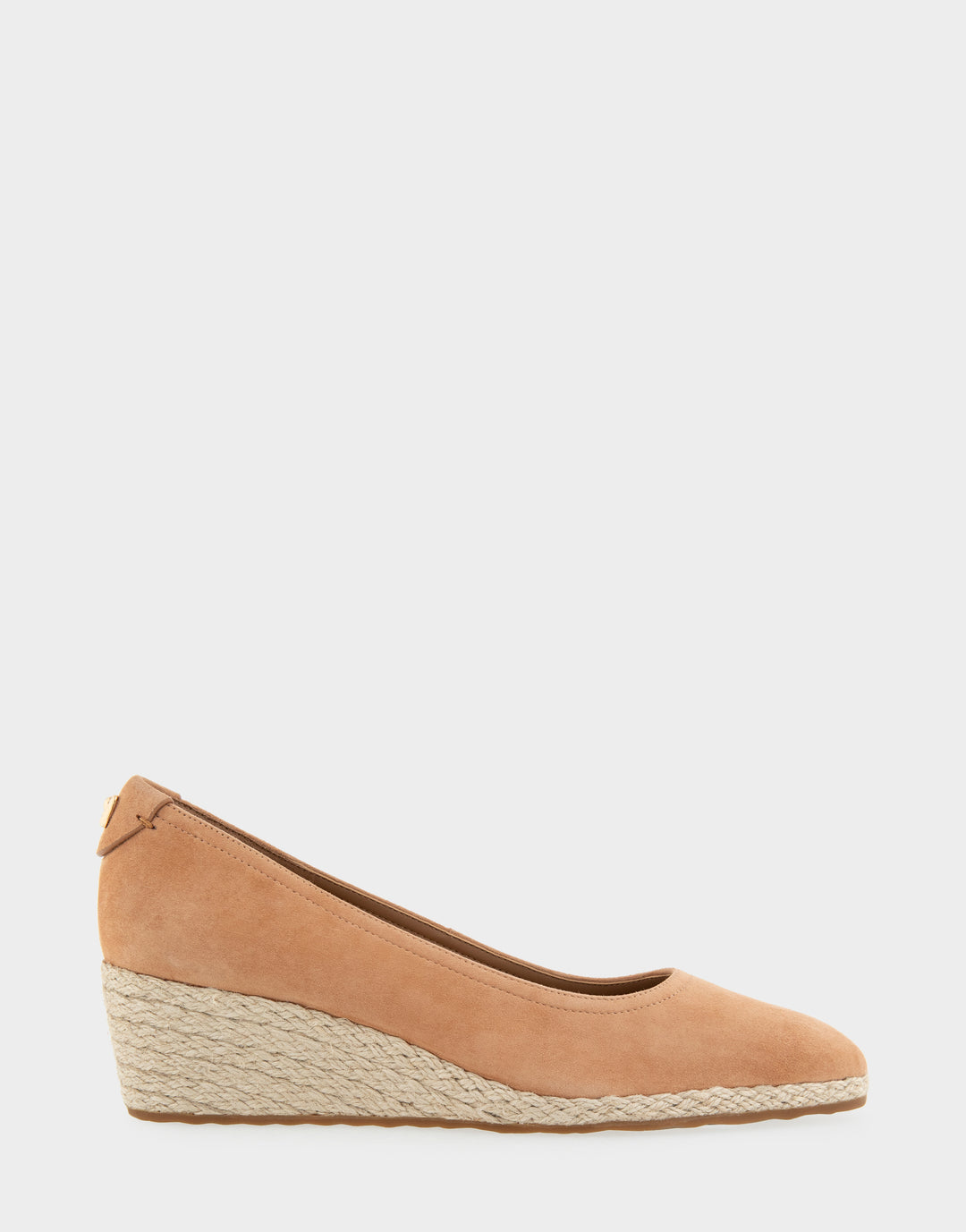 Comfortable Women's Wedge Heels in Tan Suede Side View
