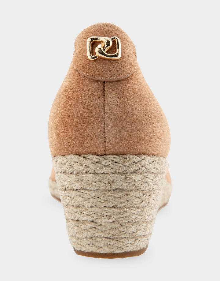 Comfortable Women's Wedge Heels in Tan Suede Back View