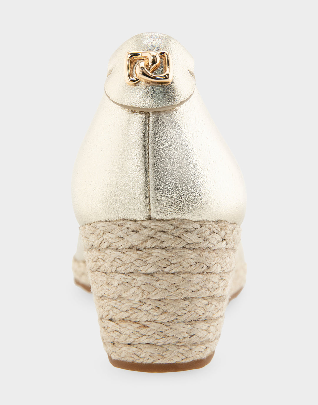 Comfortable Women's Wedge Heels in Soft Gold Leather Back View