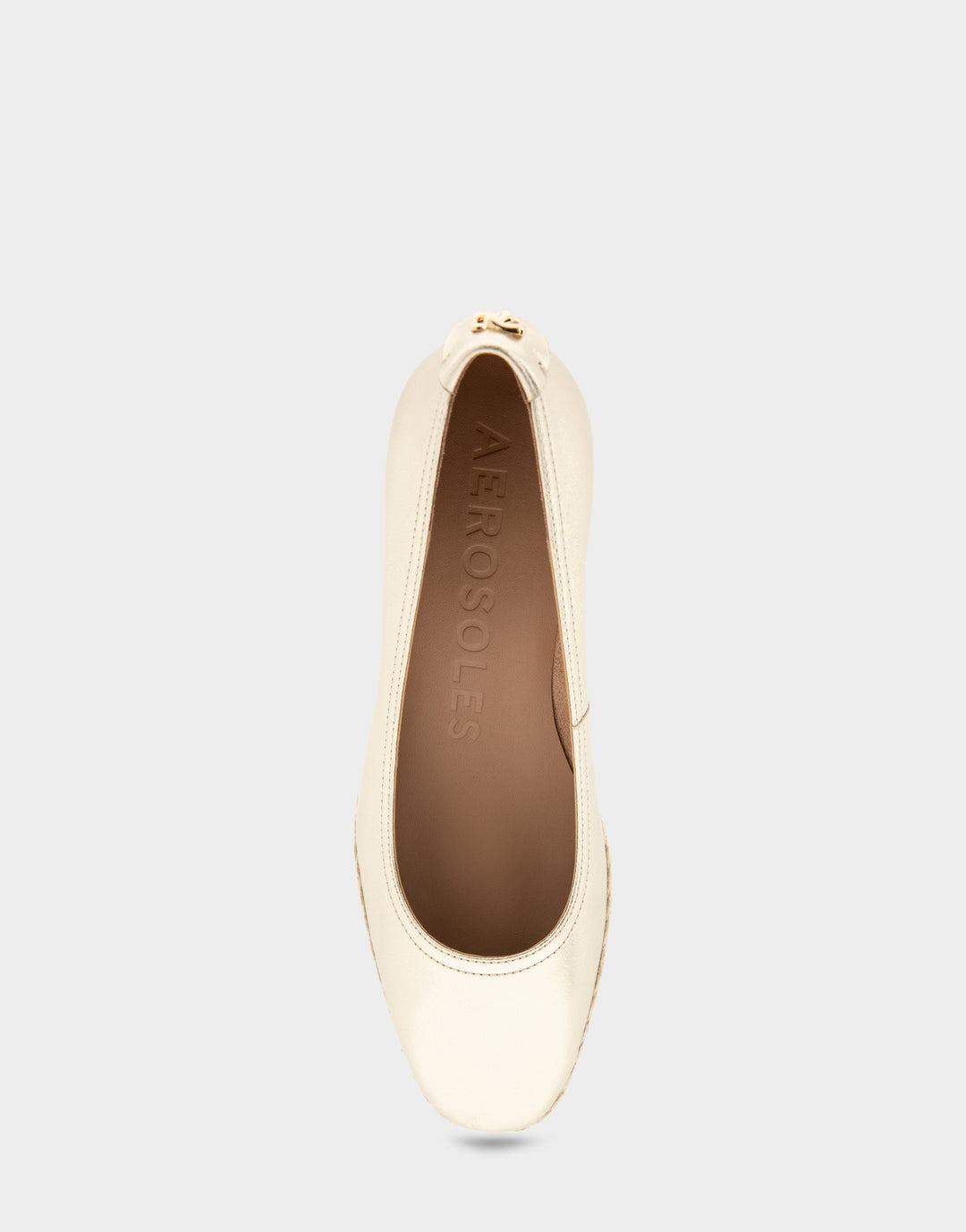 Comfortable Women's Wedge Heels in Soft Gold Leather Full Front View