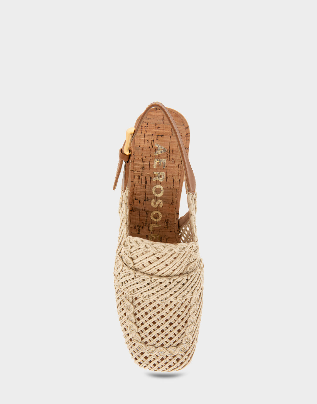 Comfortable Women's Platform Slingback in Natural Raffia Fabric Full Front View