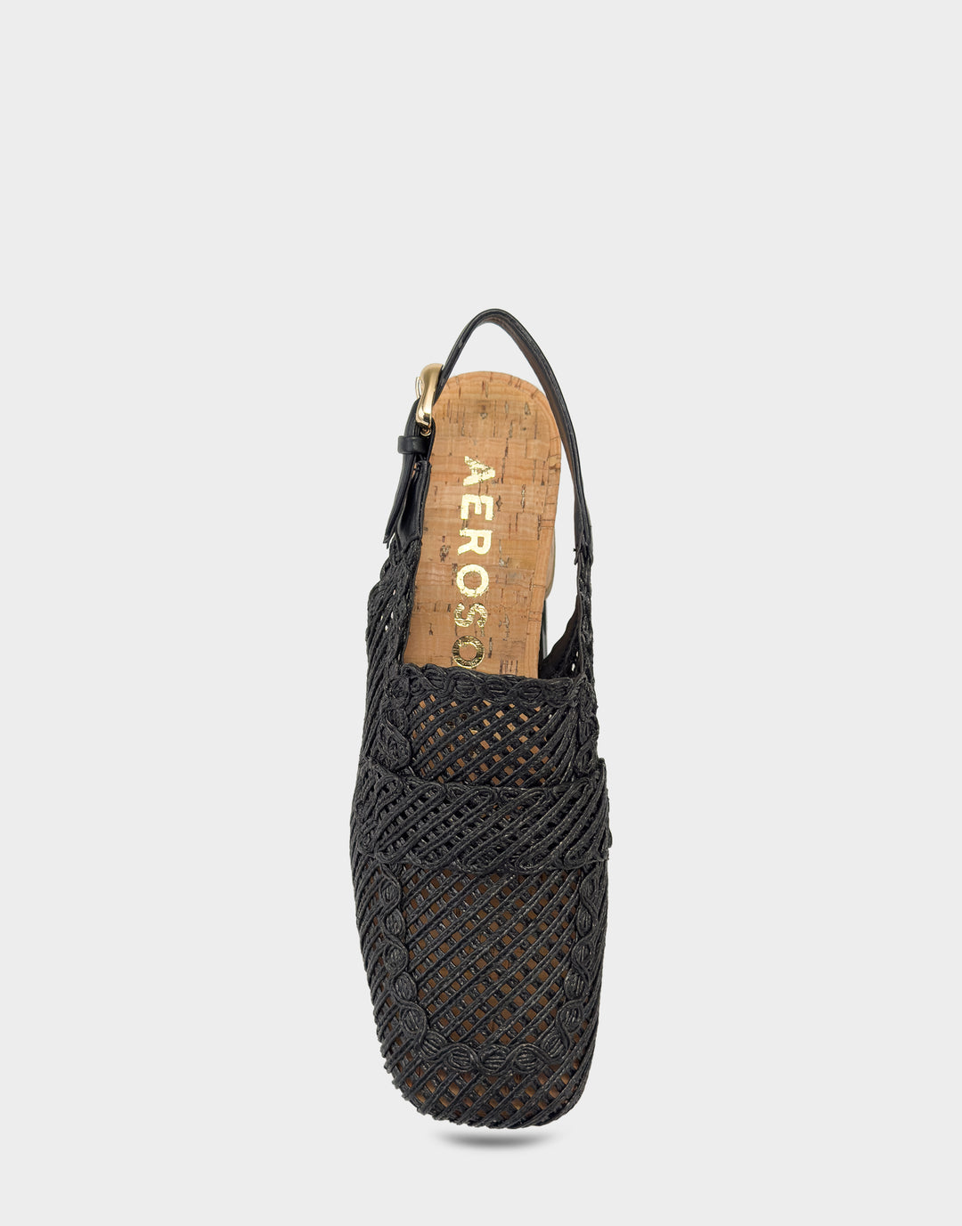 Comfortable Women's Dress Platform in Black Embroidered Raffia Full Front View