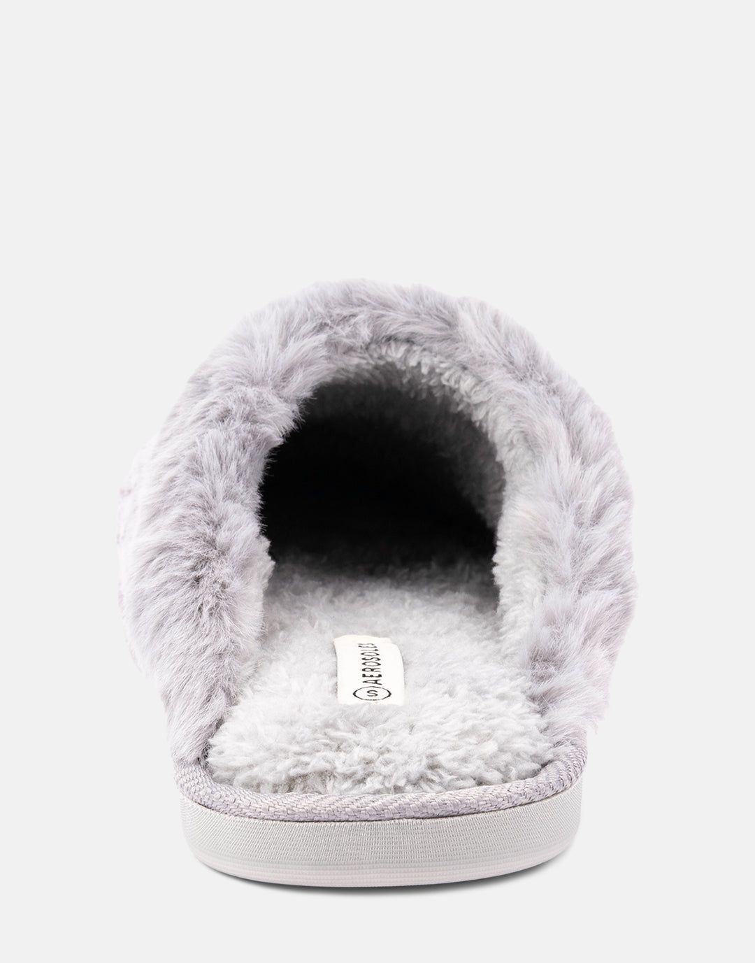Comfortable Women's Slipper in Grey Fabric, rear view 
