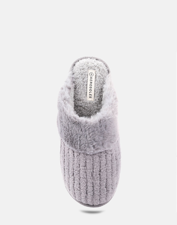 Comfortable Women's Slipper in Grey Fabric, top view 
