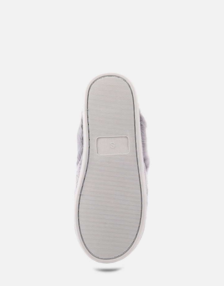 Comfortable Women's Slipper in Grey Fabric, sole view 
