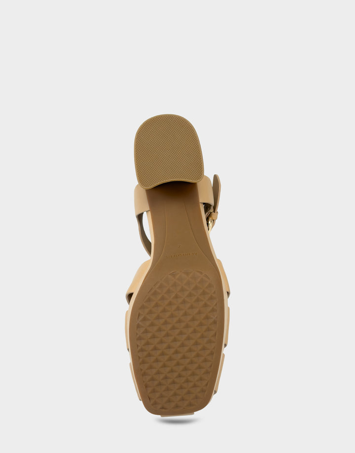 Comfortable Women's Platform Sandal in Beige Bisque Faux Soft Leather Faux Soft Leather Bottom View