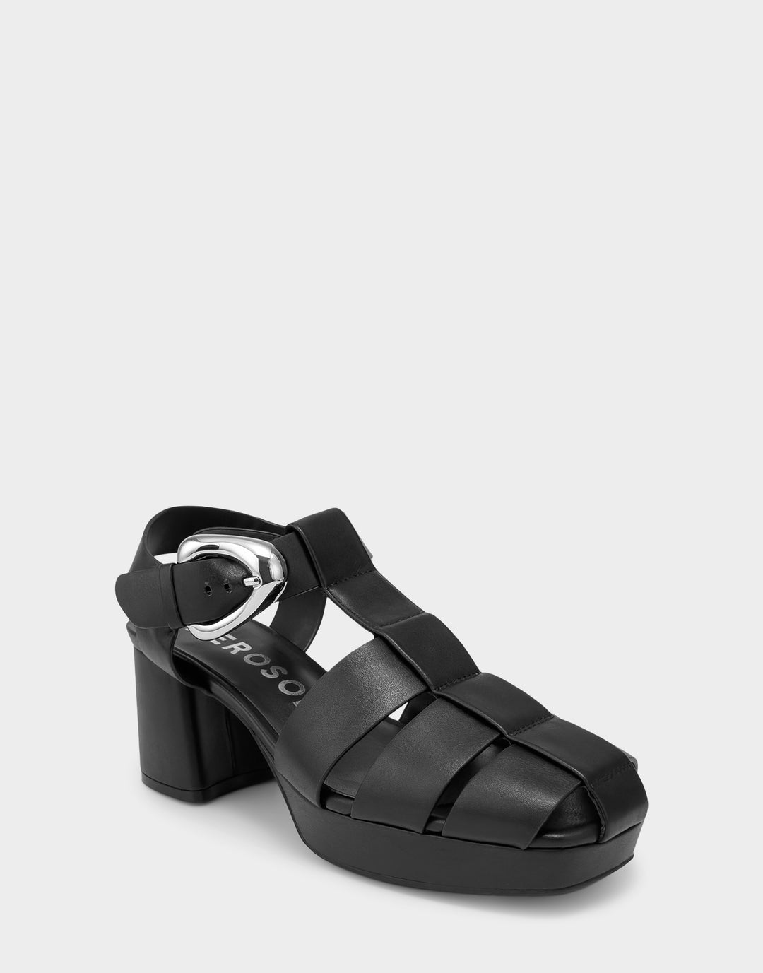 Comfortable Women's Platform Sandal in Black Faux Soft Leather Faux Soft Leather Side Angle View