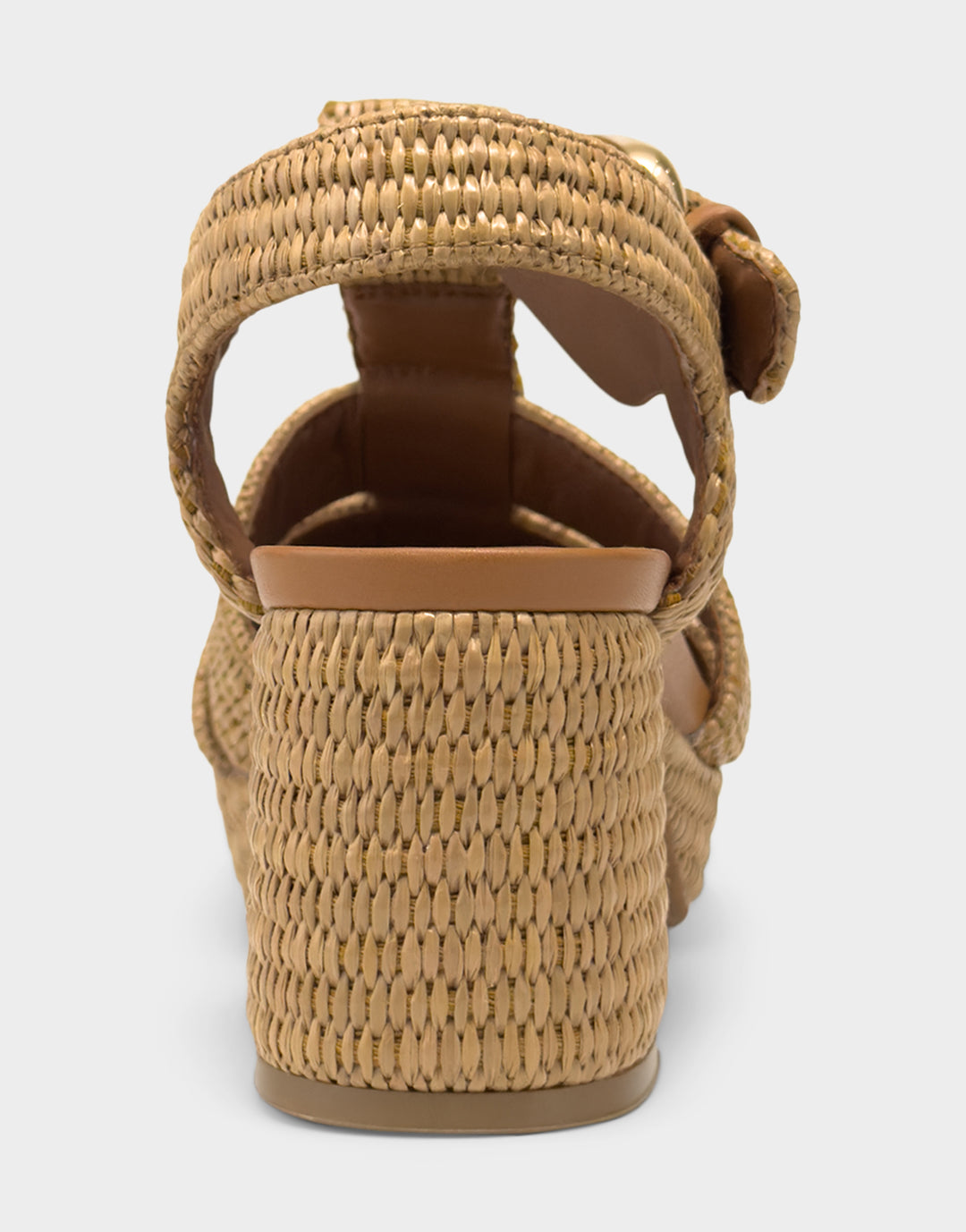 Comfortable Women's Platform Sandal in Natural Basket Raffia Back View