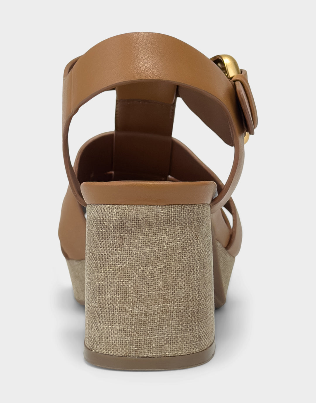 Comfortable Women's Platform Sandal in Natural Faux Soft Leather Back View