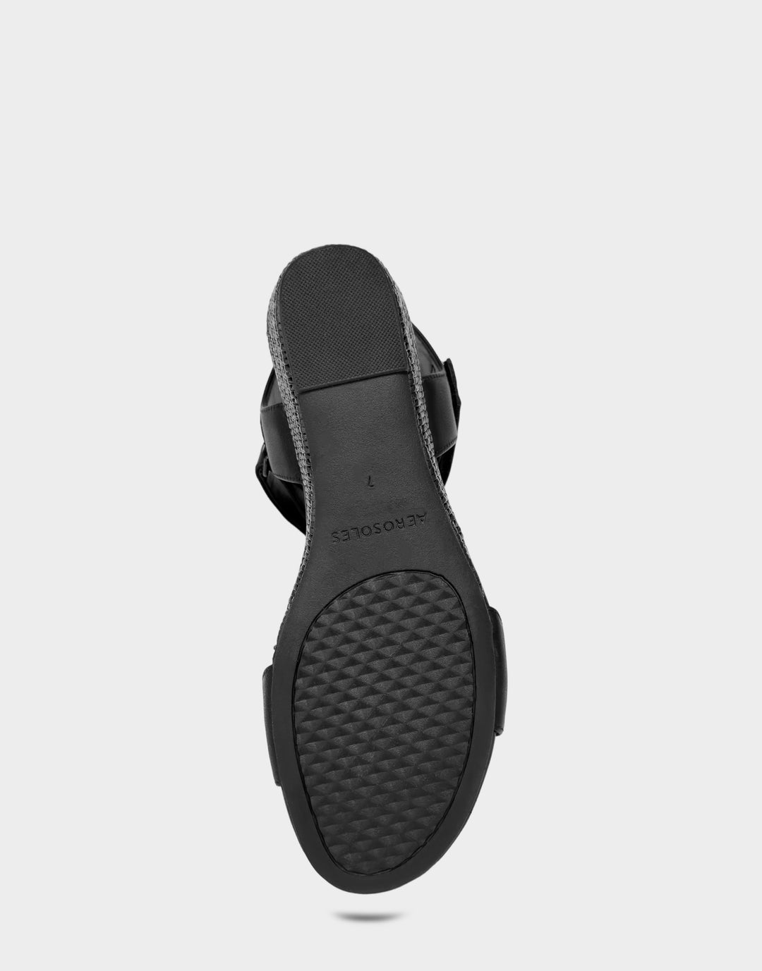 Comfortable Women's Wedge Sandal in Black Faux Burnished Calf Bottom View