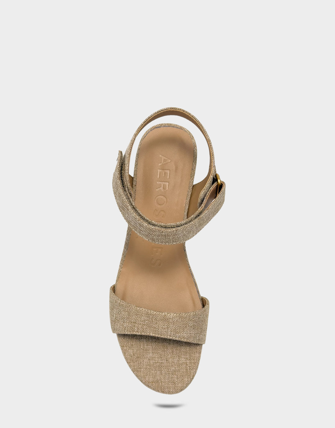 Comfortable Women's Wedge Sandal in Brown Linen Full Front View