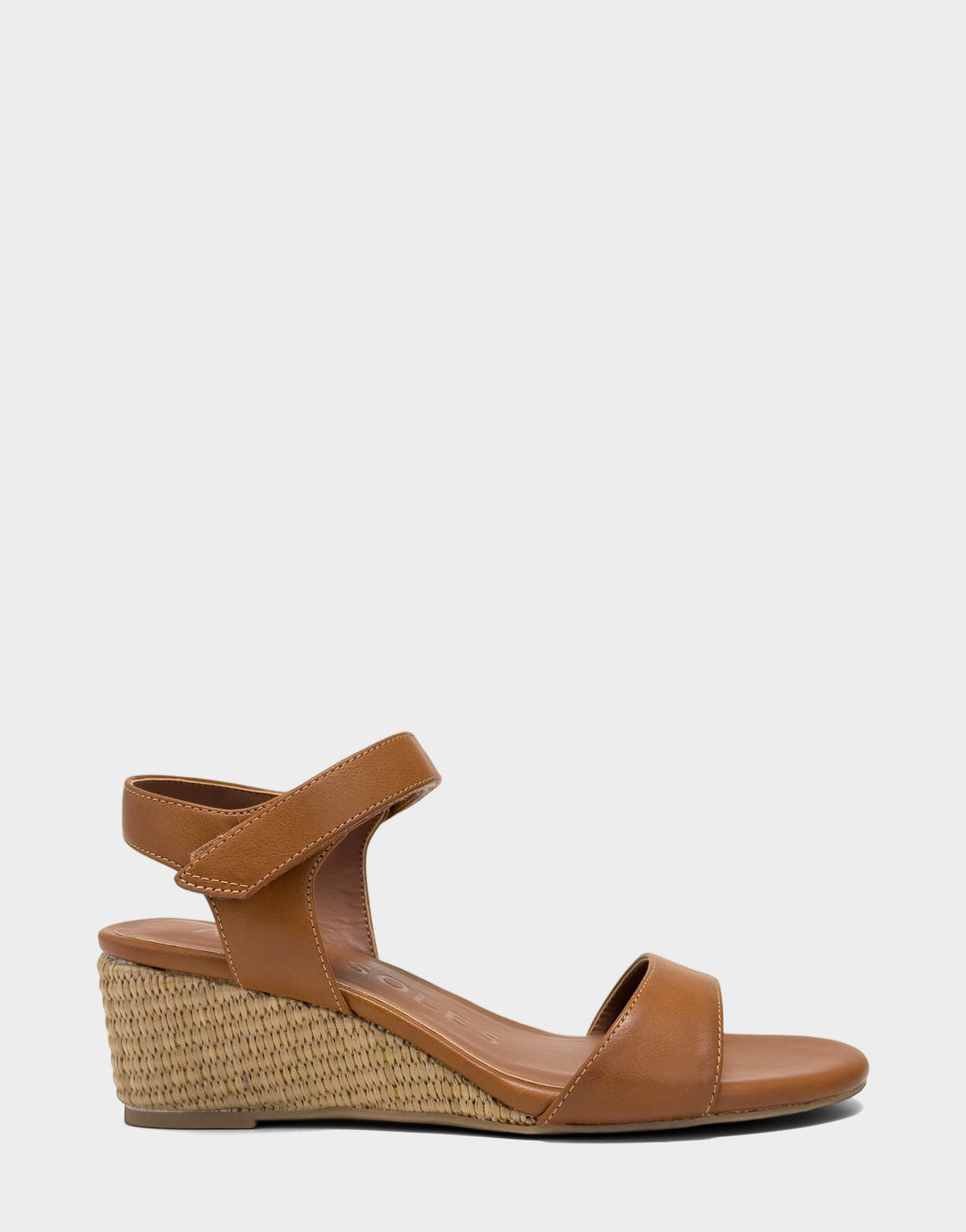 Comfortable Women's Wedge Sandal in Natural Faux Burnished Calf Side View