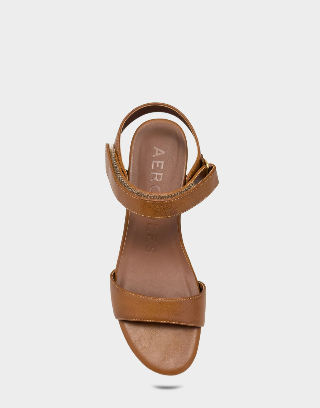 Comfortable Women's Wedge Sandal in Natural Faux Burnished Calf Full Front View