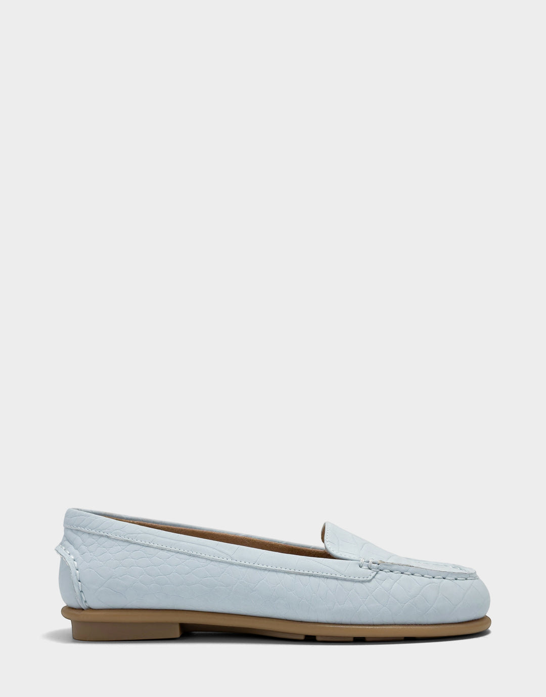 Comfortable Women's Casual Loafer in Pale Blue Faux Croc Nubuck Faux Croc Nubuck Side View