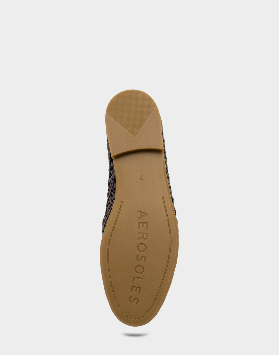 Comfortable Women's Dress Flat in Brown Faux Raffia Bottom View