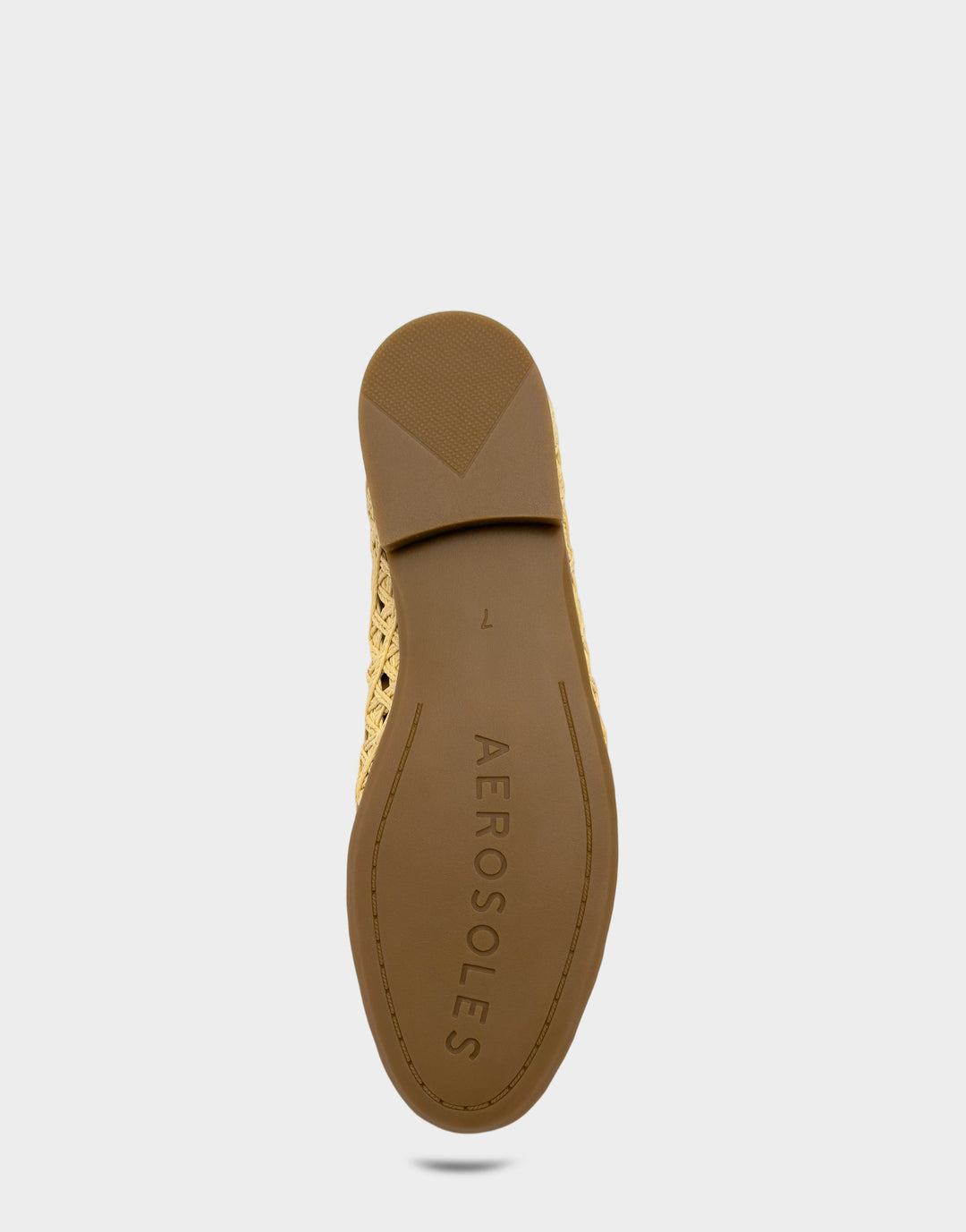 Comfortable Women's Dress Flat in Natural Faux Raffia Bottom View