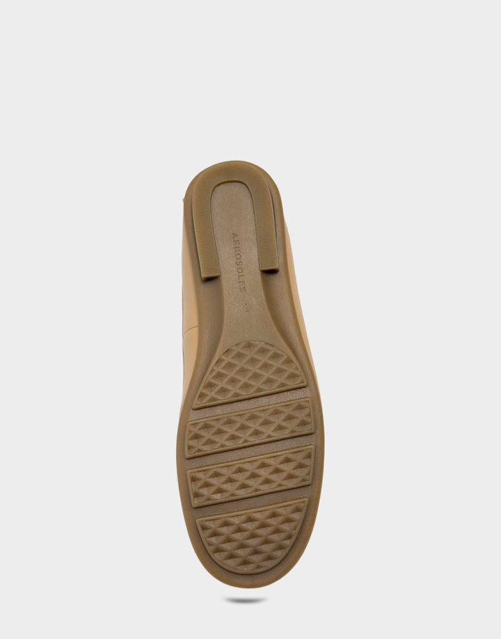 Comfortable Women's Casual Flat in Beige Bisque Faux Soft Leather Faux Soft Leather Bottom View