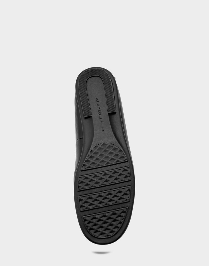 Comfortable Women's Casual Flat in Black Faux Soft Leather Faux Soft Leather Bottom View
