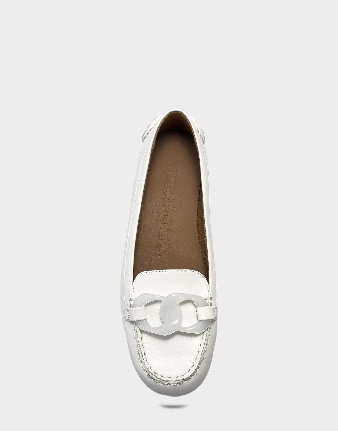 Comfortable Women's Casual Flat in Bright White Faux Soft Leather Faux Soft Leather Full Front View