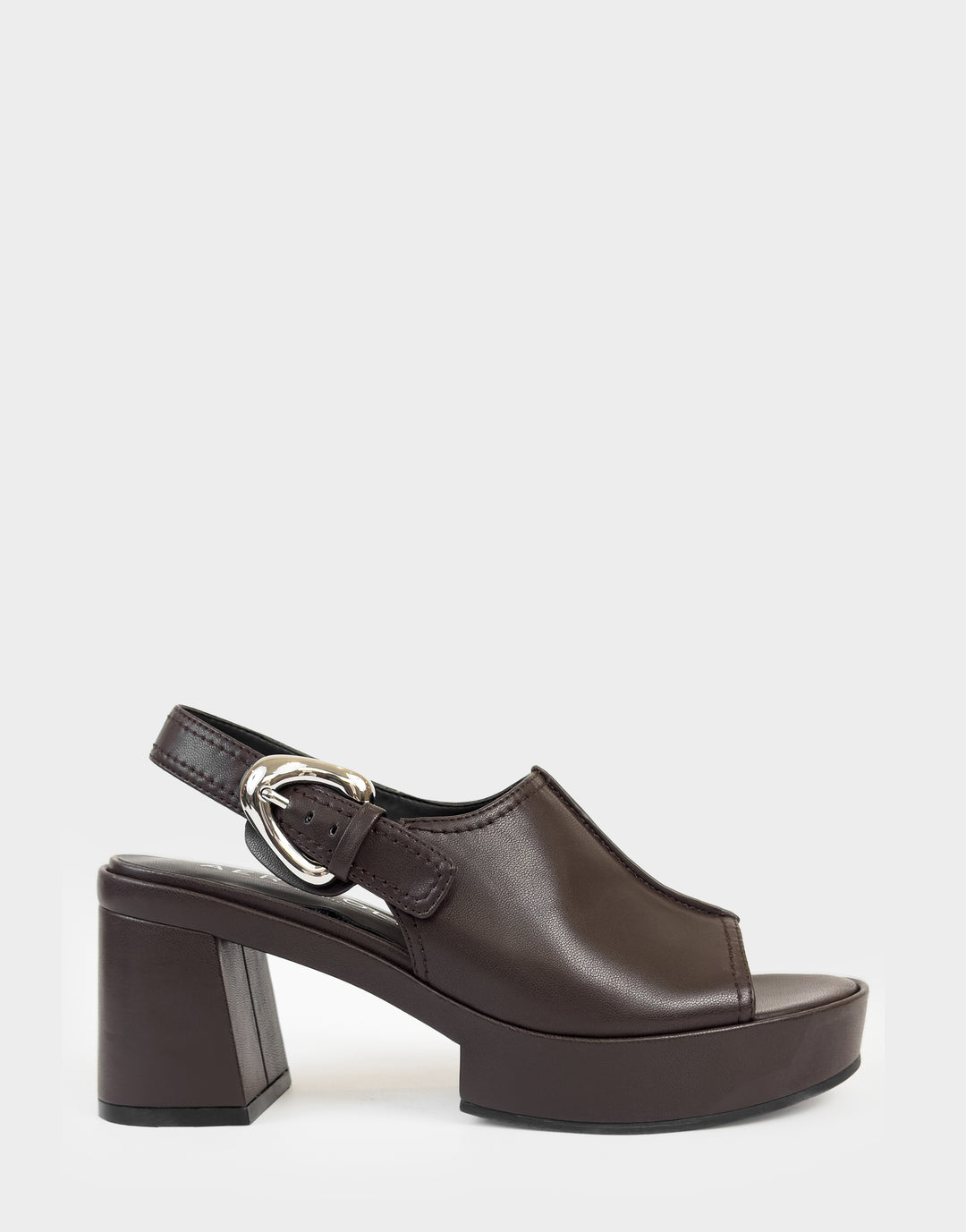 Comfortable Women's Platform Sandal In Brown Faux Leather, side view
