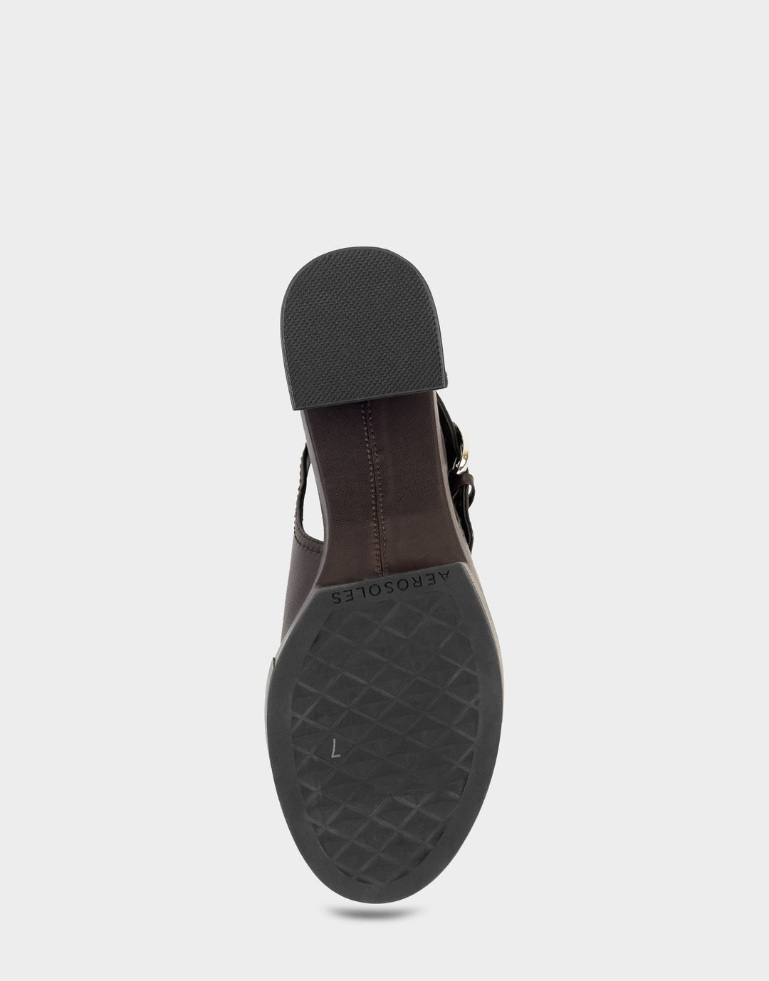 Comfortable Women's Platform Sandal In Brown Faux Leather, sole view