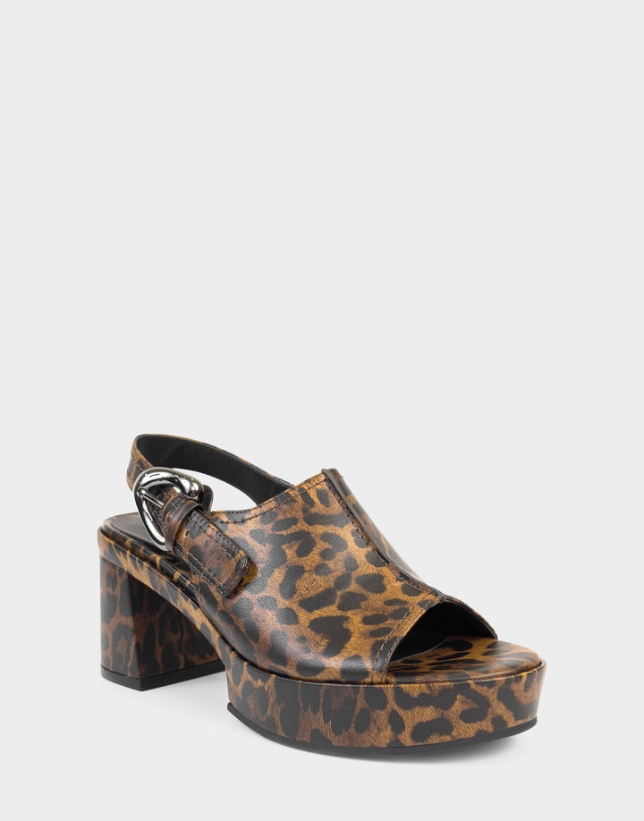 Comfortable Women's Zella Platform Sandal In Leopard Faux Leather, angle view