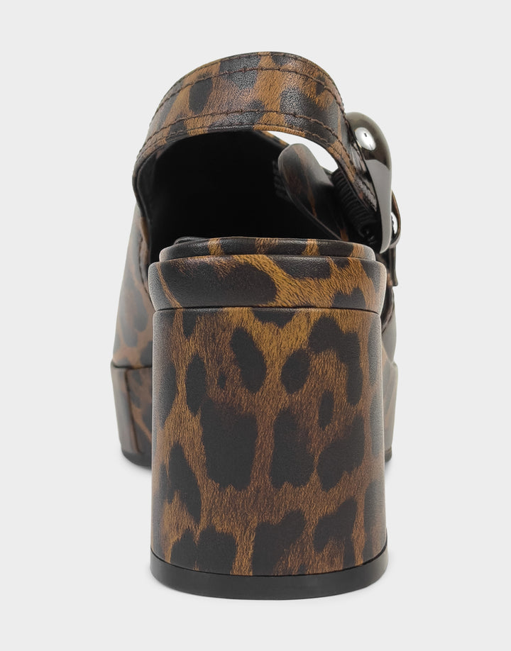 Comfortable Women's Zella Platform Sandal In Leopard Faux Leather, back view