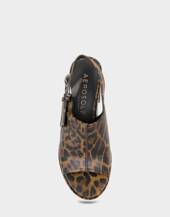 Comfortable Women's Zella Platform Sandal In Leopard Faux Leather, top view