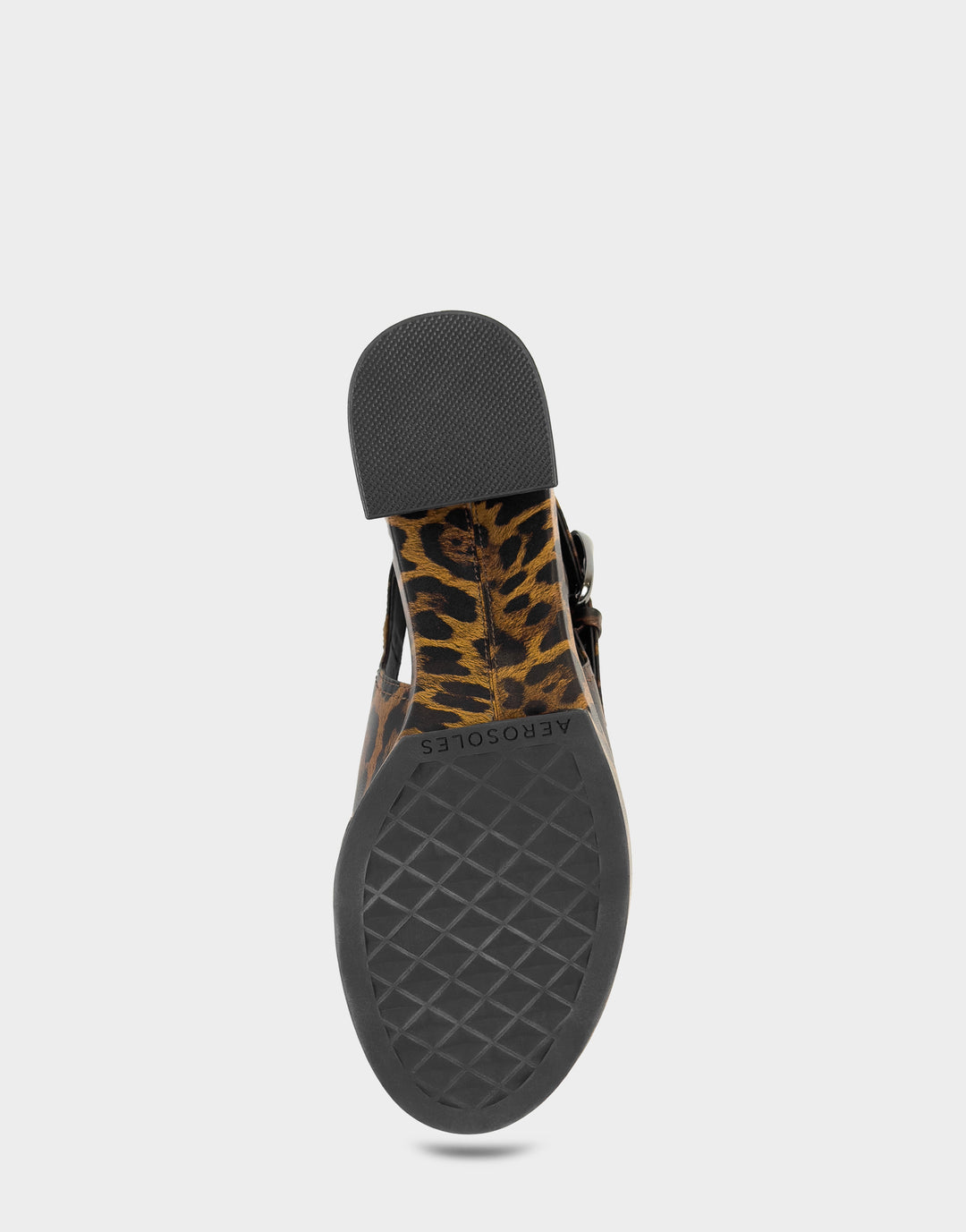 Comfortable Women's Zella Platform Sandal In Leopard Faux Leather, sole view
